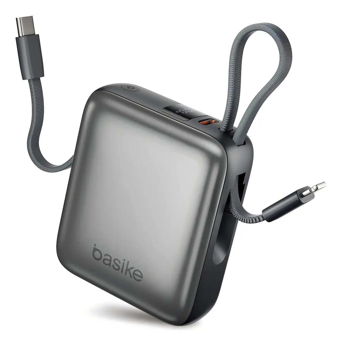 Power bank Basike de 10000 mAh com cabos embutidos