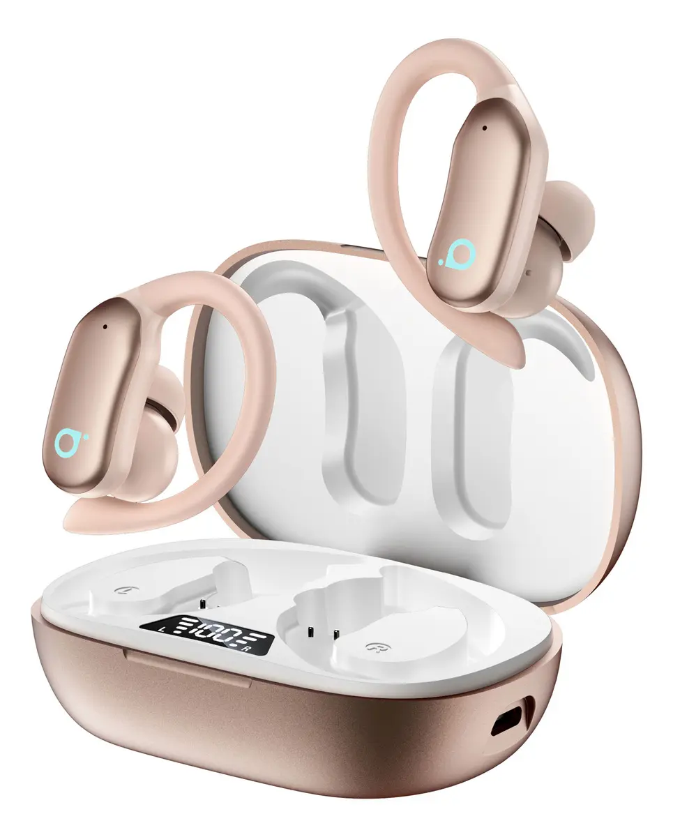 Fone Bluetooth IPX7 com gancho e estojo de carregamento