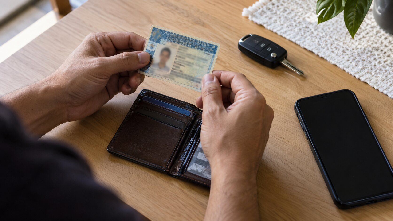 Motorista confere a data de uma CNH vencida antes da renovação
