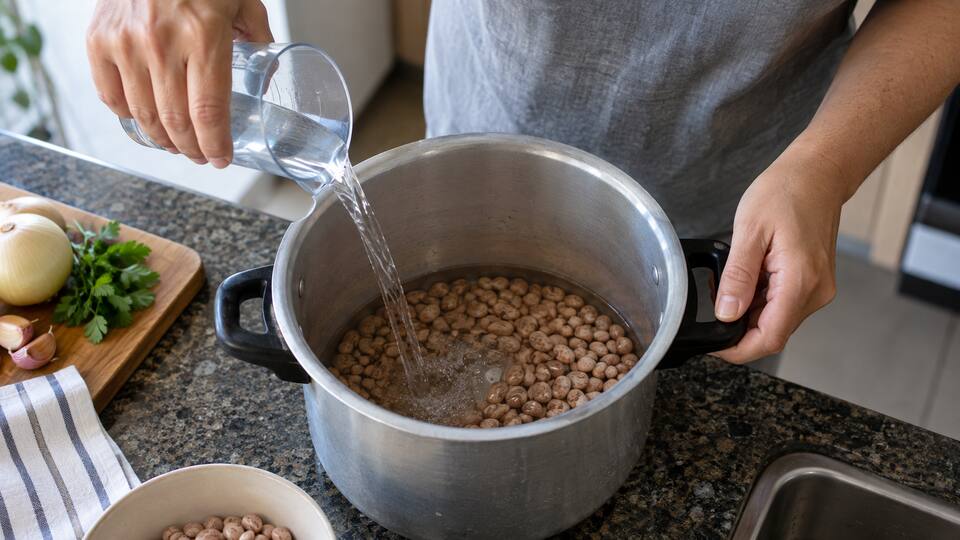 Limite de enchimento em uma panela de pressão de 4,5 litros